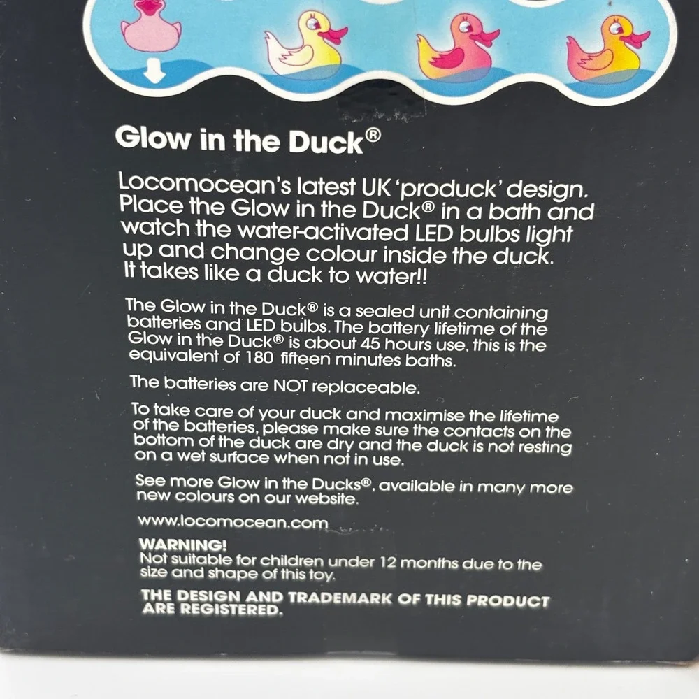 Locomocean‎ Duck Bond 007 Rubber Duck White Gold LED Glow Bath Toy